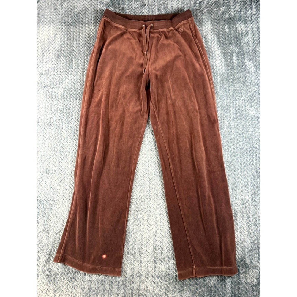 Oleg Cassini Sport Velour Sweatpants Womens Medium Brown Fleece Lined Drawstring